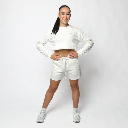 Georgia White Track Shorts with Adjustable String
