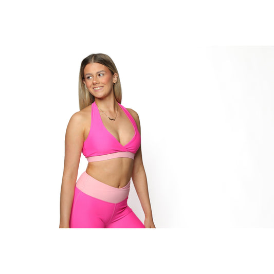 Taylor Pink V Halter Neck Crop