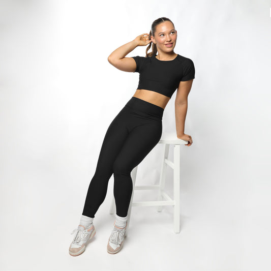 Cate Black Ribbed Legging